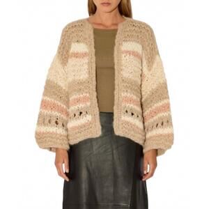 NEW MAIAMI alpaca mix pattern bomber cardigan in beige mix